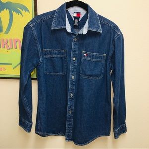 Vintage TOMMY HILFIGER Denim Shirt fits Junior X-Small Youth M Button up Collar